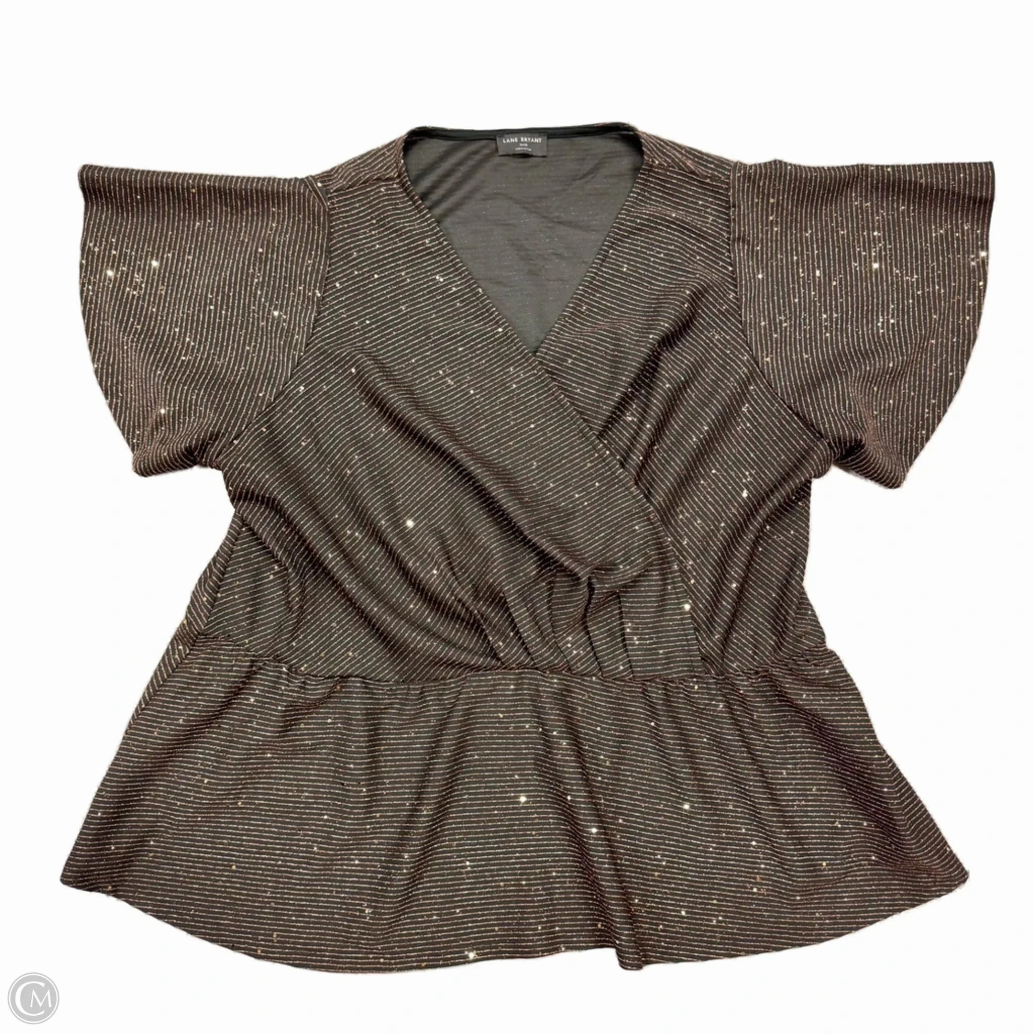 Top Short Sleeve By Lane Bryant In Brown, Size: 4x Quick Change Perfect for Layering