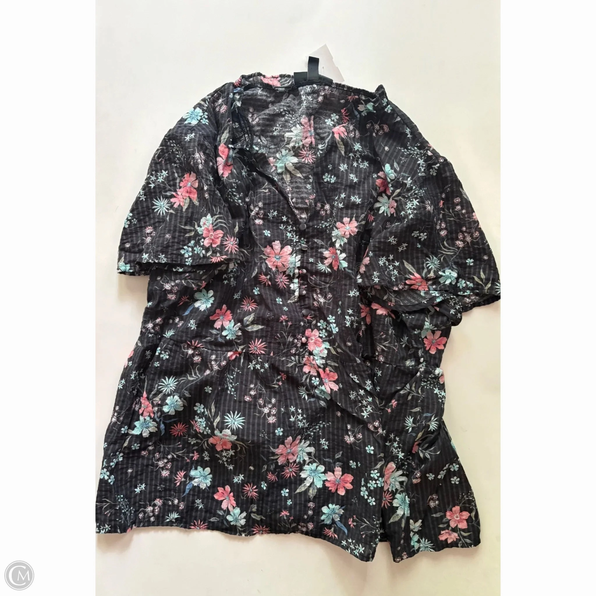 Top Short Sleeve By Lane Bryant In Floral Print, Size: 1x Lightweight Fabric Cozy Waistband