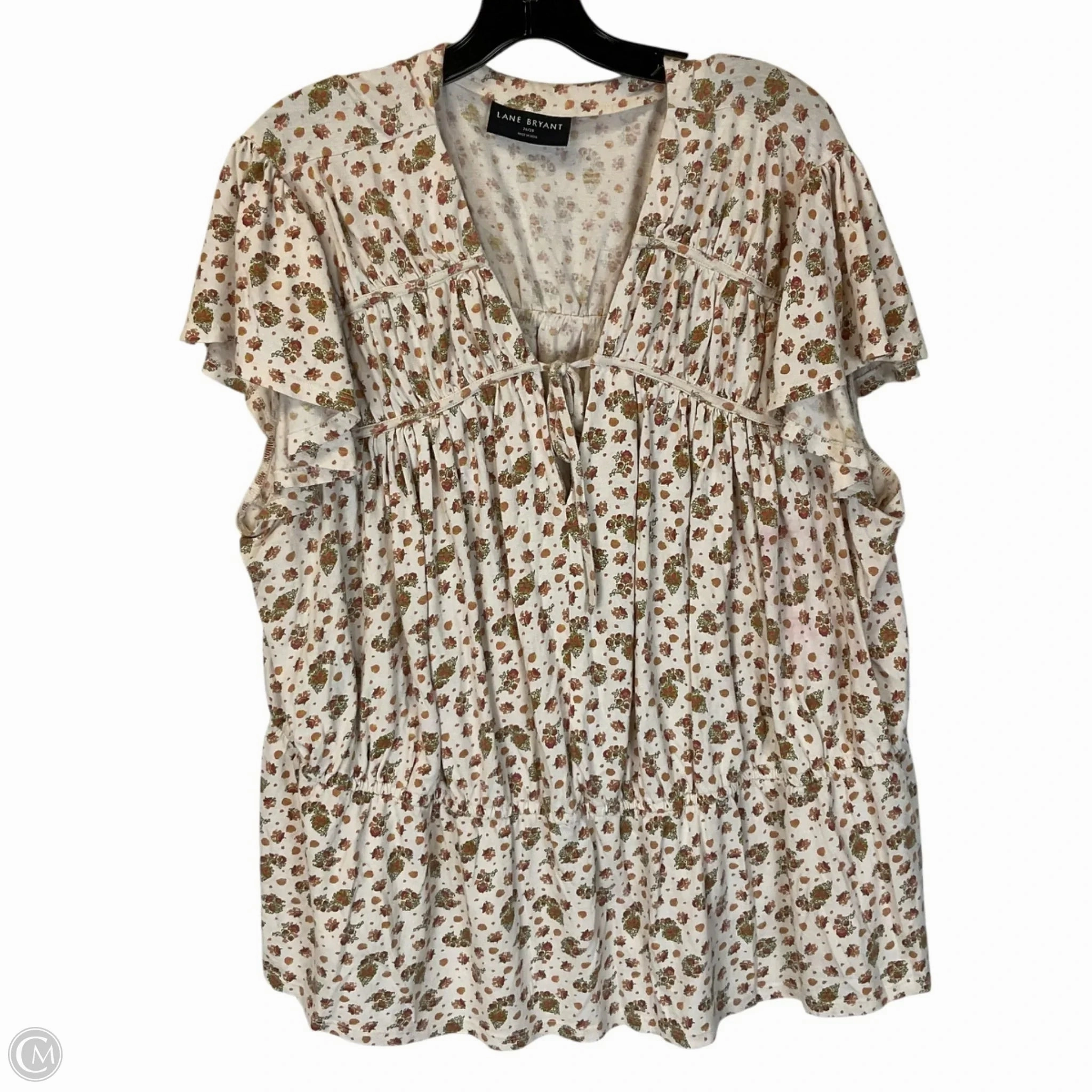 Durable Colorfast Finish Top Short Sleeve By Lane Bryant In Floral Print, Size: 3x