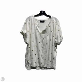 Casual and Soft Sleek Layers Top Short Sleeve By Lane Bryant In Gold & White, Size: 1x