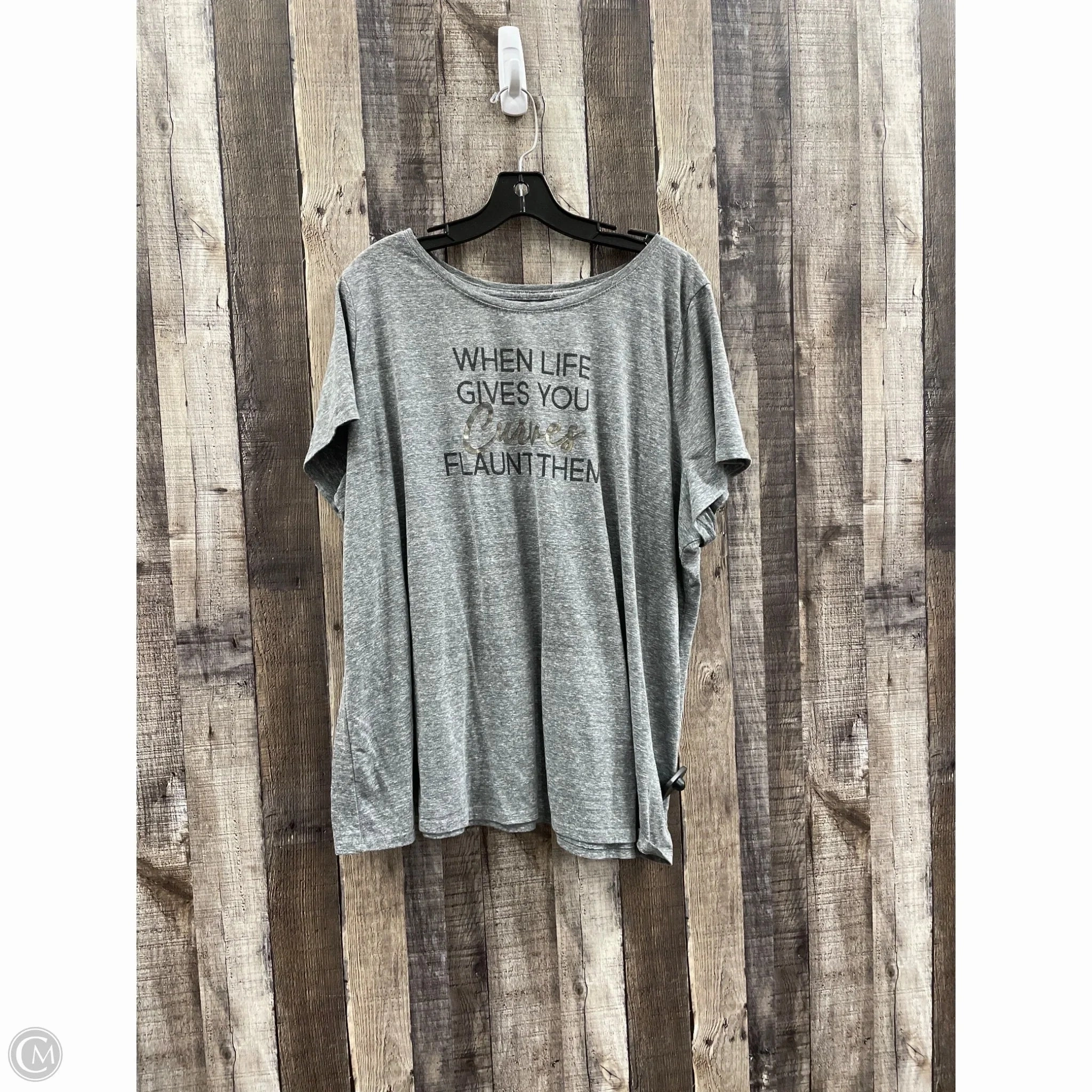 Top Short Sleeve By Lane Bryant In Grey, Size: 3x Halloween Light Style Trend