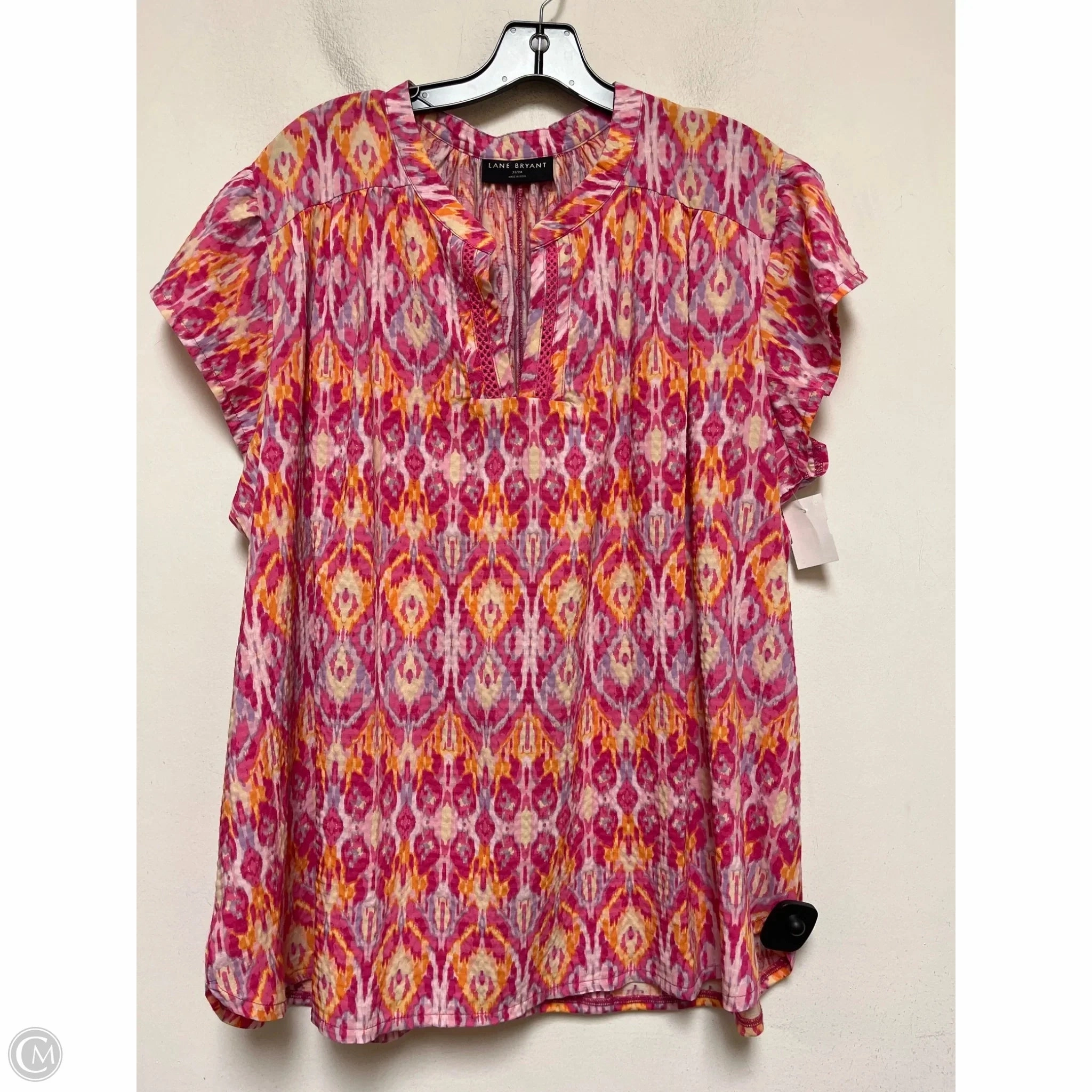 Top Short Sleeve By Lane Bryant In Orange & Pink, Size: 3x Gym workout Men's masculinity