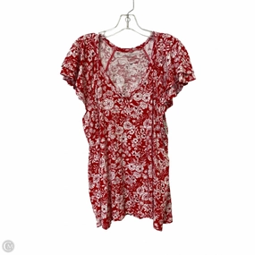 QuickDry Material SoftenedNeckline Top Short Sleeve By Lane Bryant In Red & White, Size: 2x
