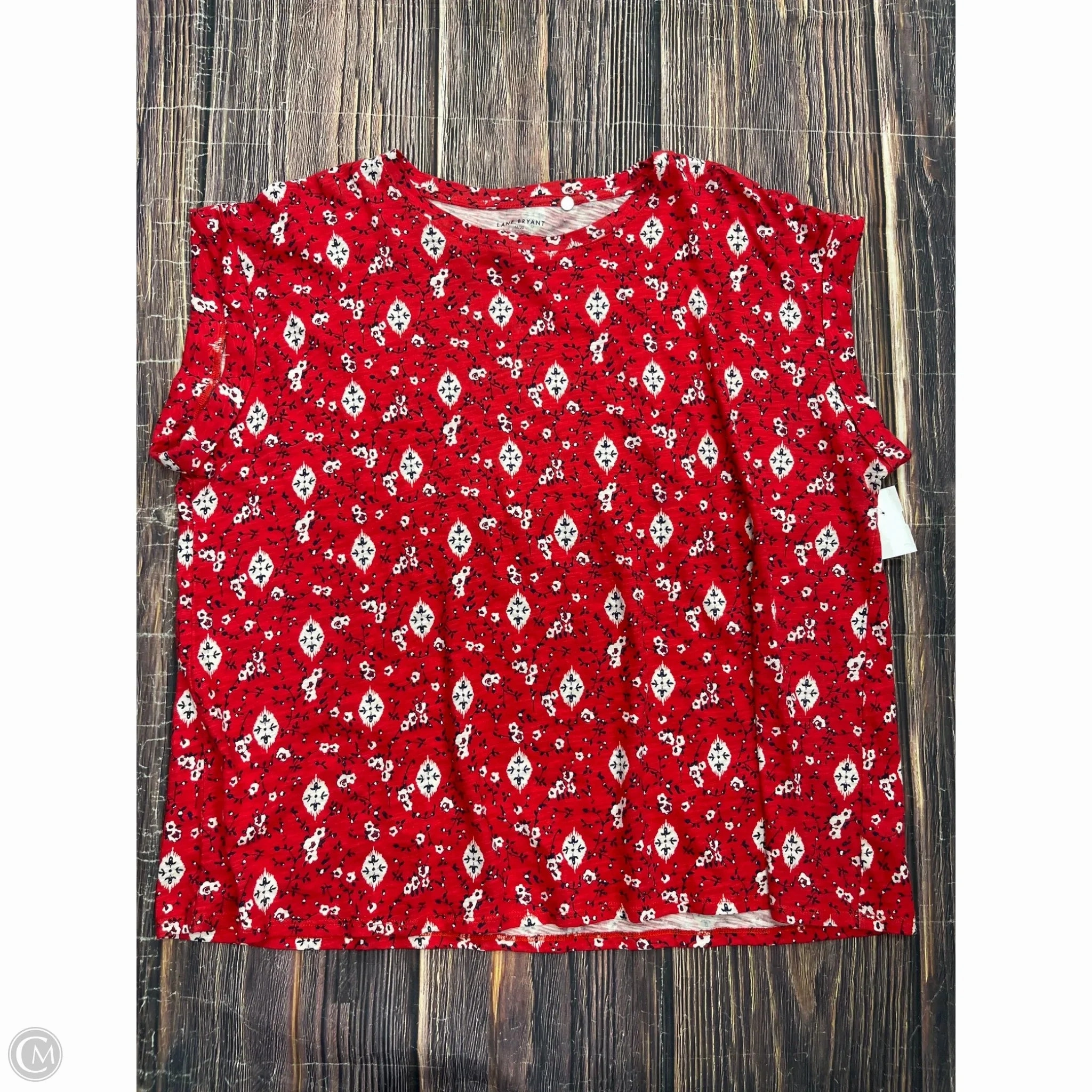 No Fade Technology Easy Look Top Short Sleeve By Lane Bryant In Red, Size: 1x
