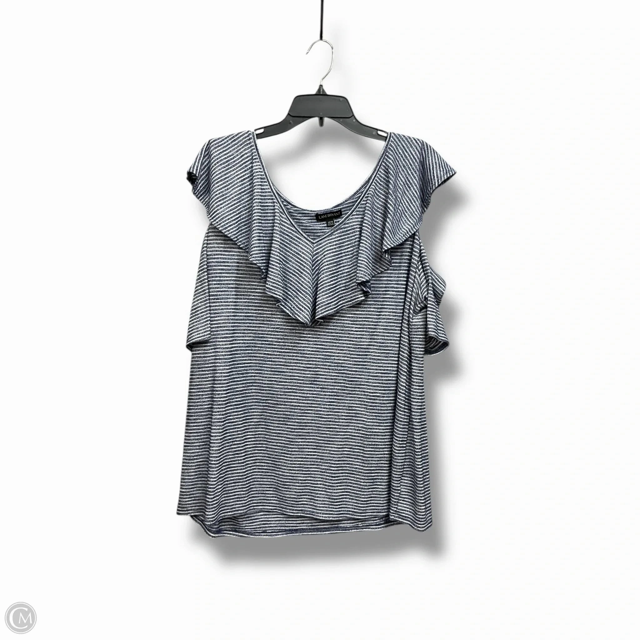 Light and Breathable Holiday Casual Top Short Sleeve By Lane Bryant In Striped Pattern, Size: 2x