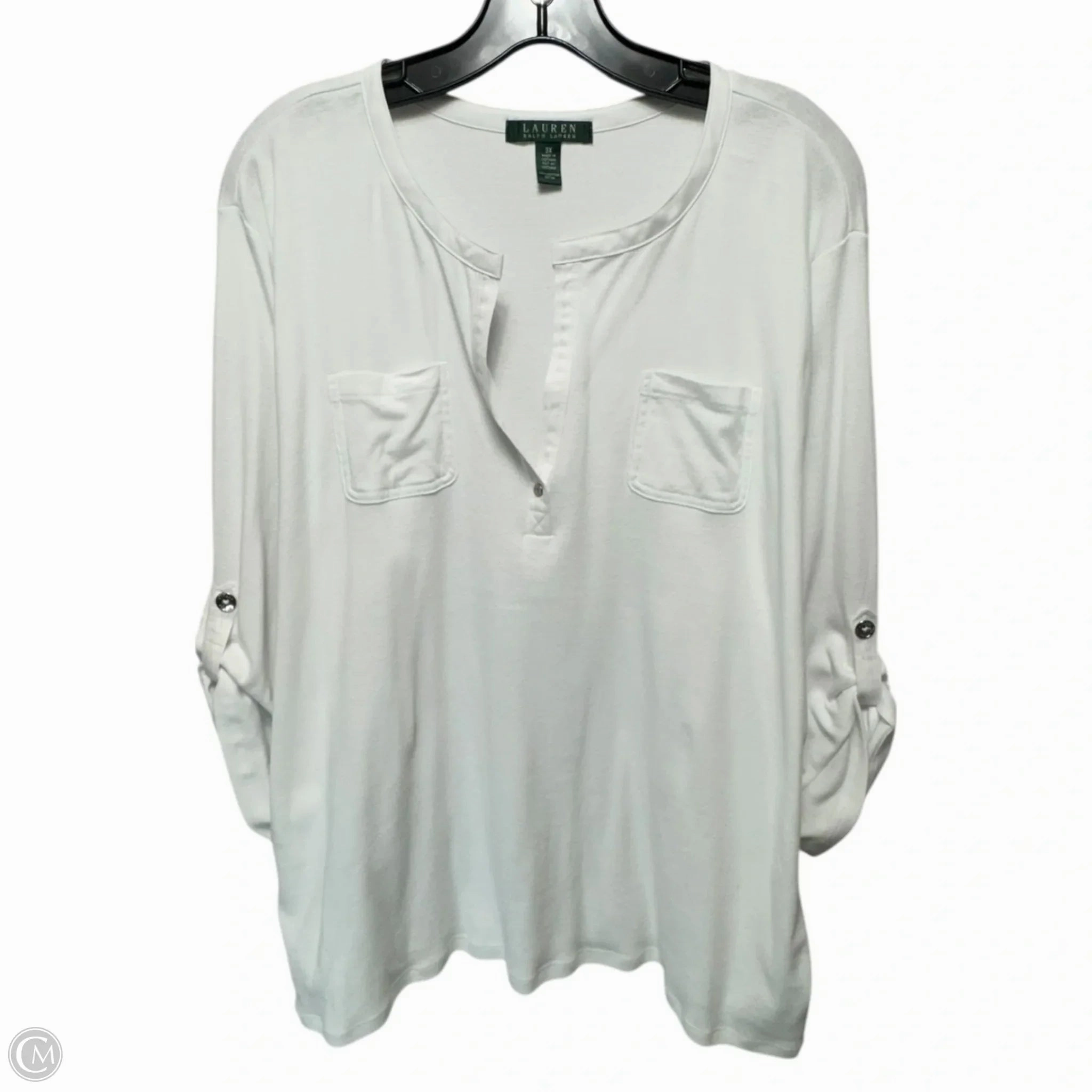 Sporty Layer Look Top Short Sleeve By Lauren By Ralph Lauren In White, Size: 3x