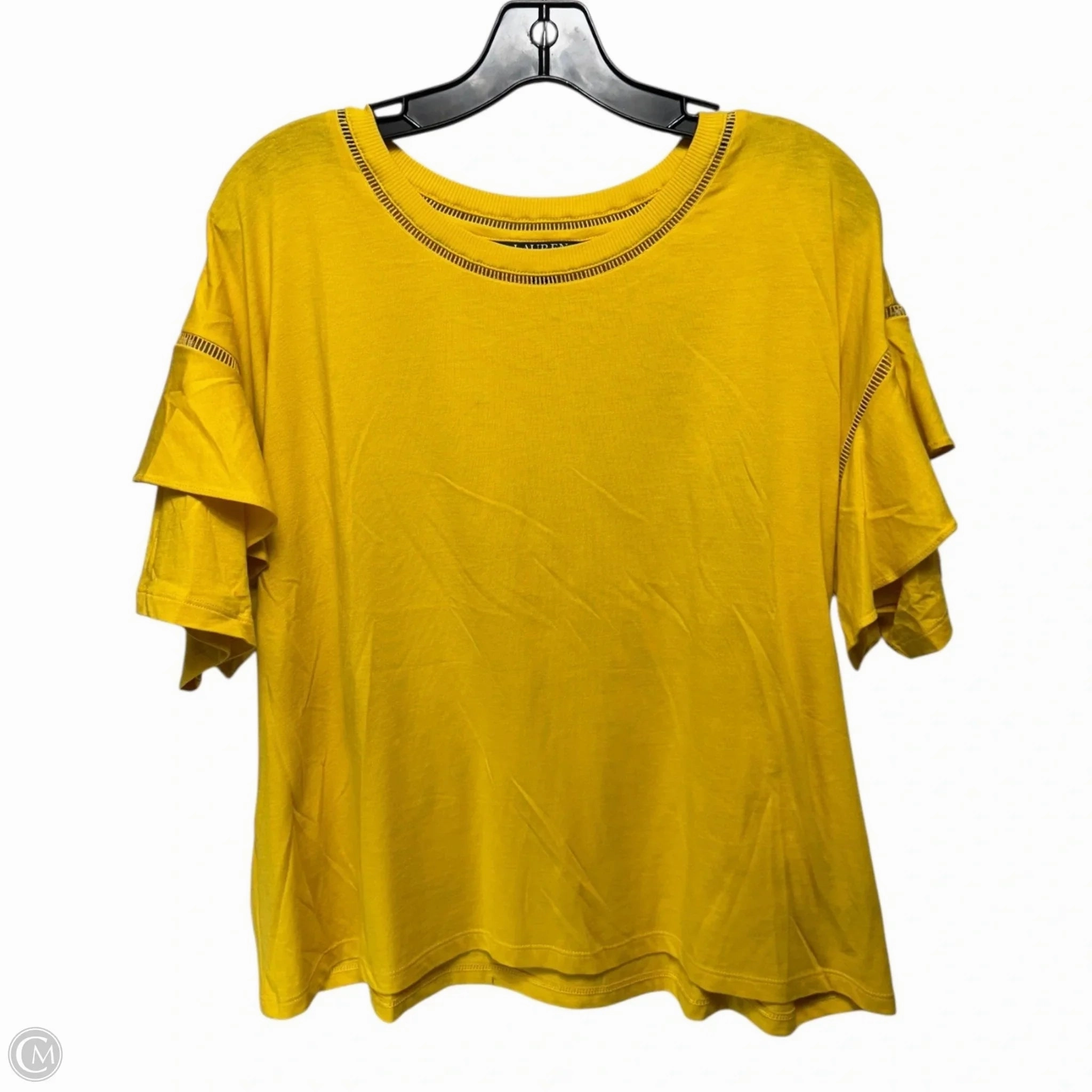 Urban Streetwear EthicalProduction Top Short Sleeve By Lauren By Ralph Lauren In Yellow, Size: Xl