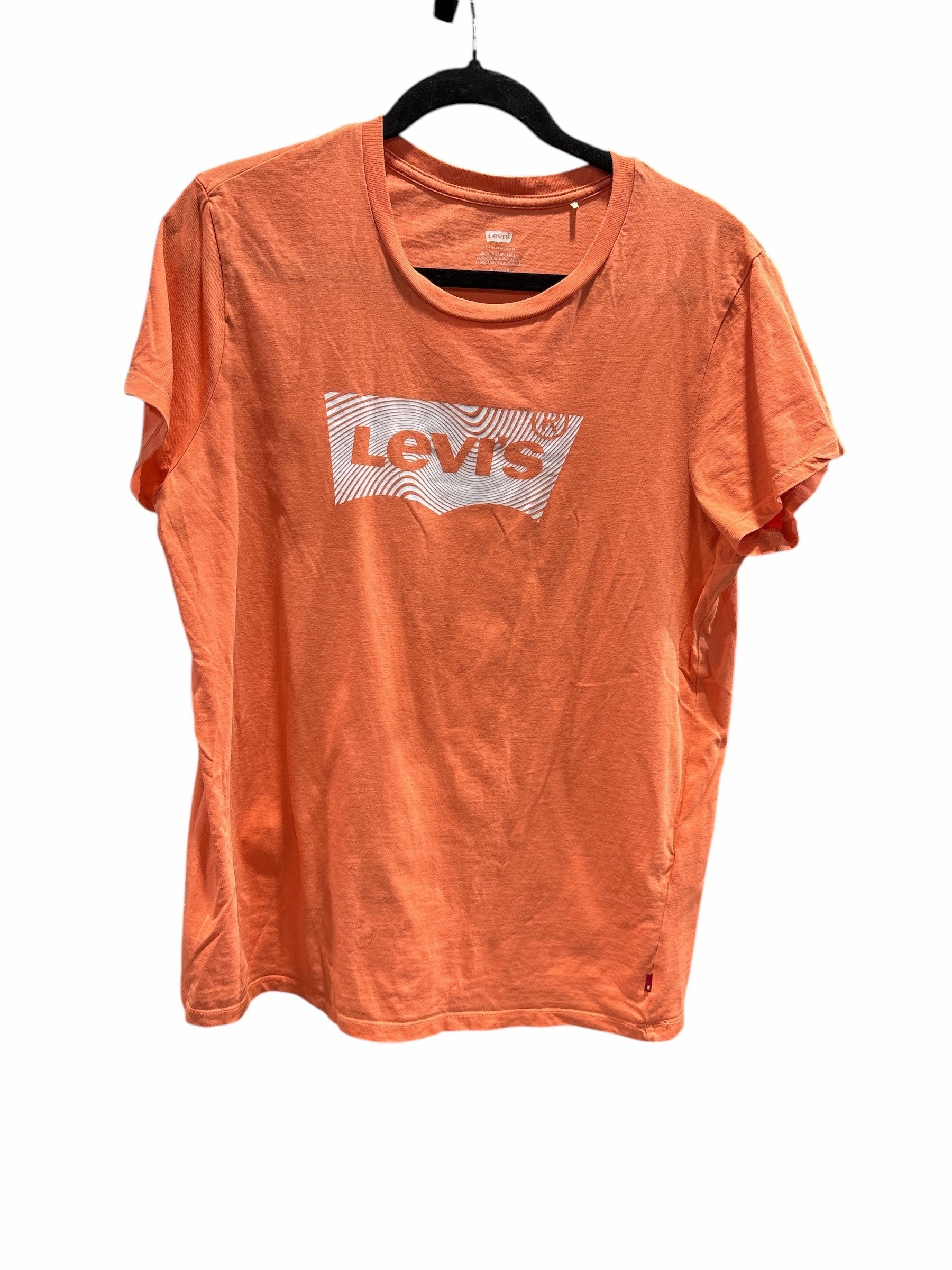 Anti microbial coating Top Short Sleeve By Levis Capital E In Orange, Size: Xl