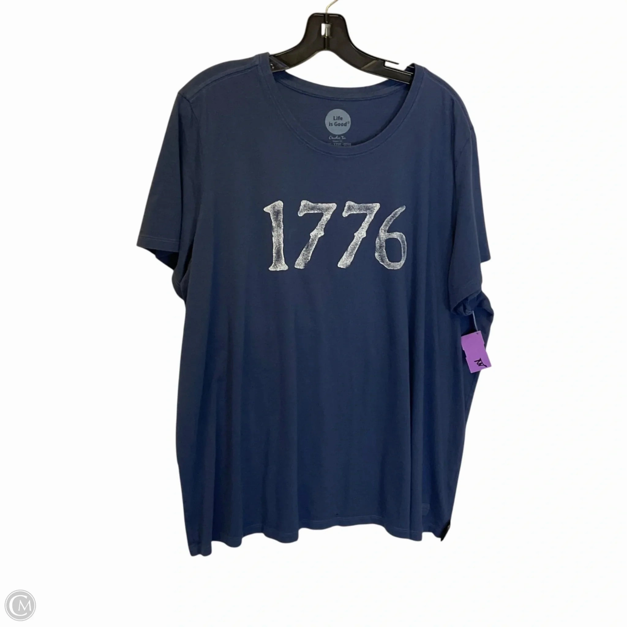 Curved Hemline Comfy Waistband Top Short Sleeve By Life Is Good In Blue, Size: 3x