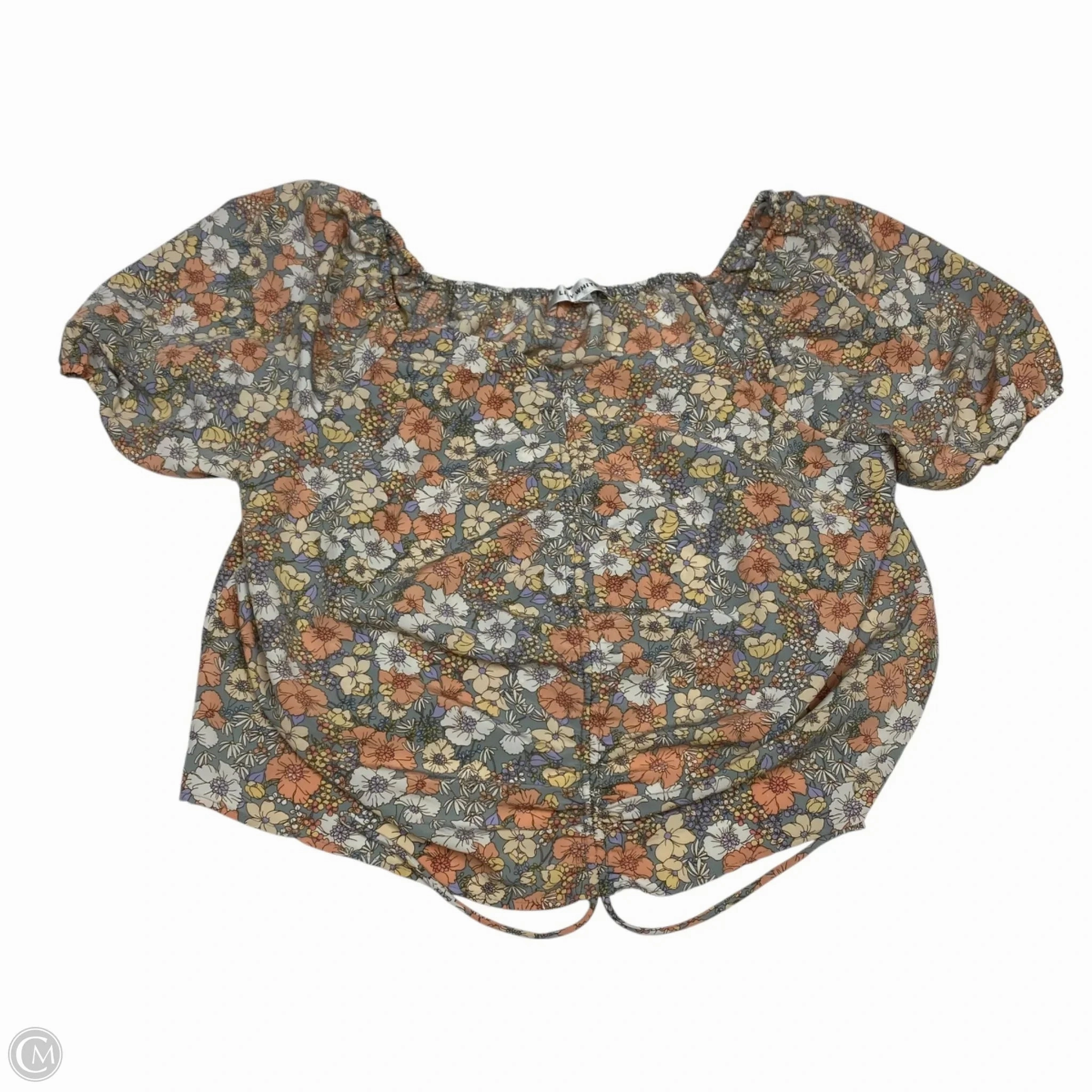 Top Short Sleeve By Lily White In Green & Orange, Size: 2x Playful Prints Garment Dyed Technique