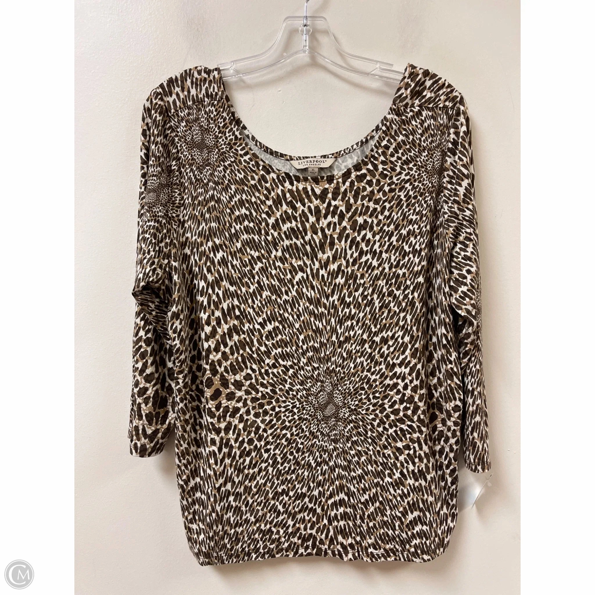 All Day Flex Top Short Sleeve By Liverpool In Animal Print, Size: Xl