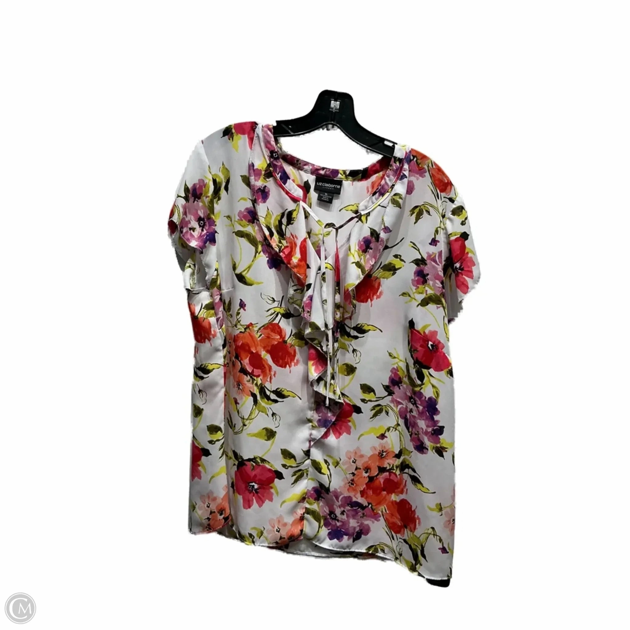 SustainableManufacturing Top Short Sleeve By Liz Claiborne In Red & White, Size: Xl