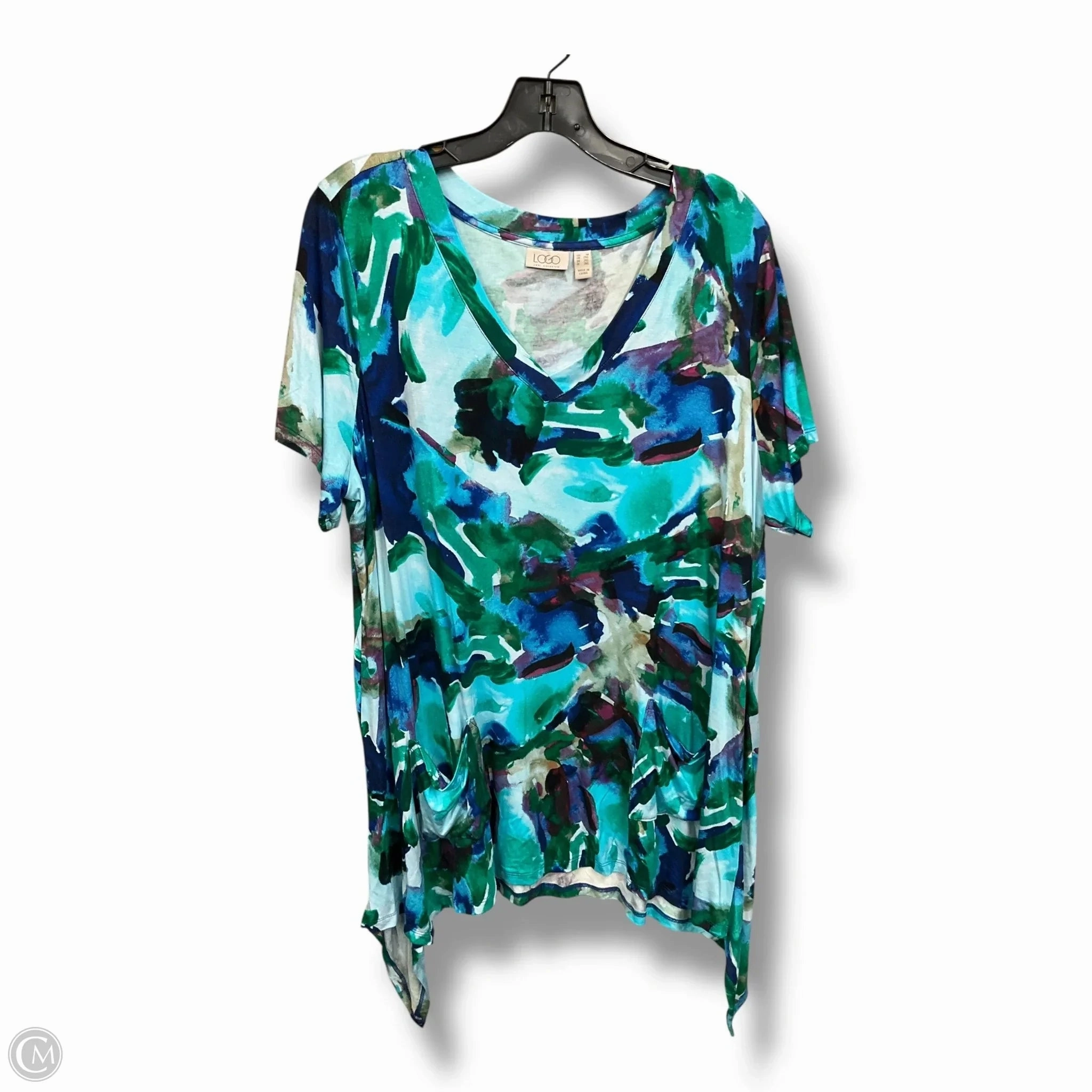 Effortless Comfort Design Quick Layer Fit Top Short Sleeve By Logo In Blue, Size: 1x