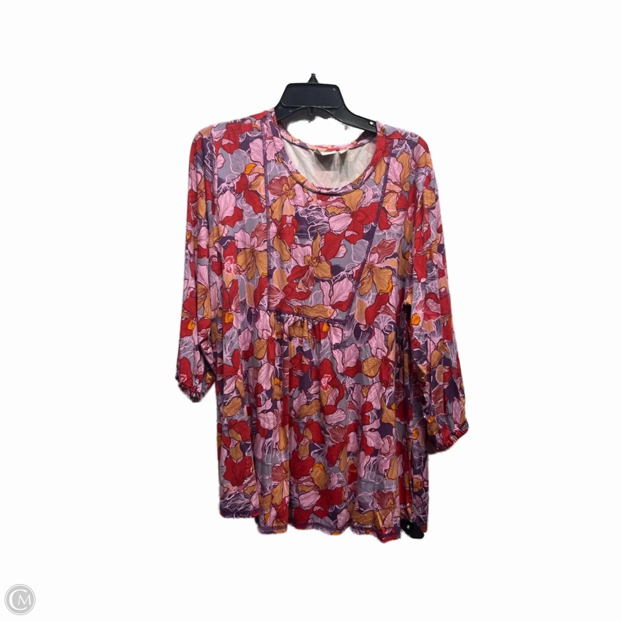 Top Short Sleeve By Logo In Orange & Purple, Size: 1x Matte Look