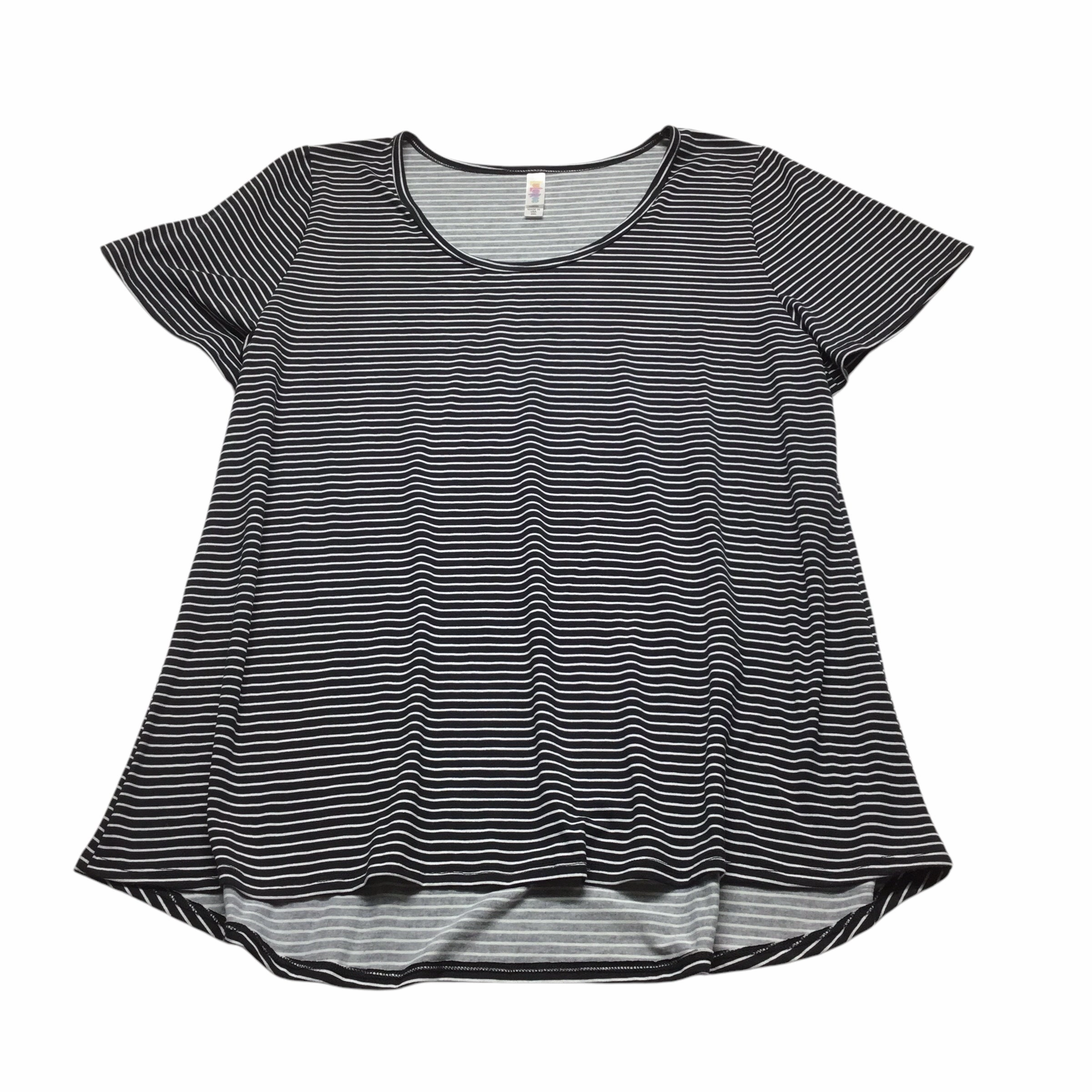 Sporty Design Fun Style Top Short Sleeve By Lularoe In Striped Pattern, Size: 2x