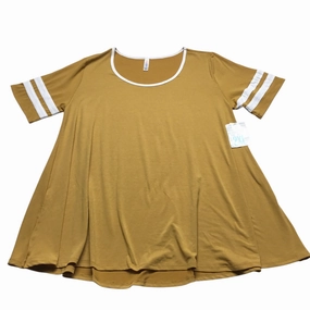 Garment Dyed Finish Top Short Sleeve By Lularoe In Yellow, Size: 2x