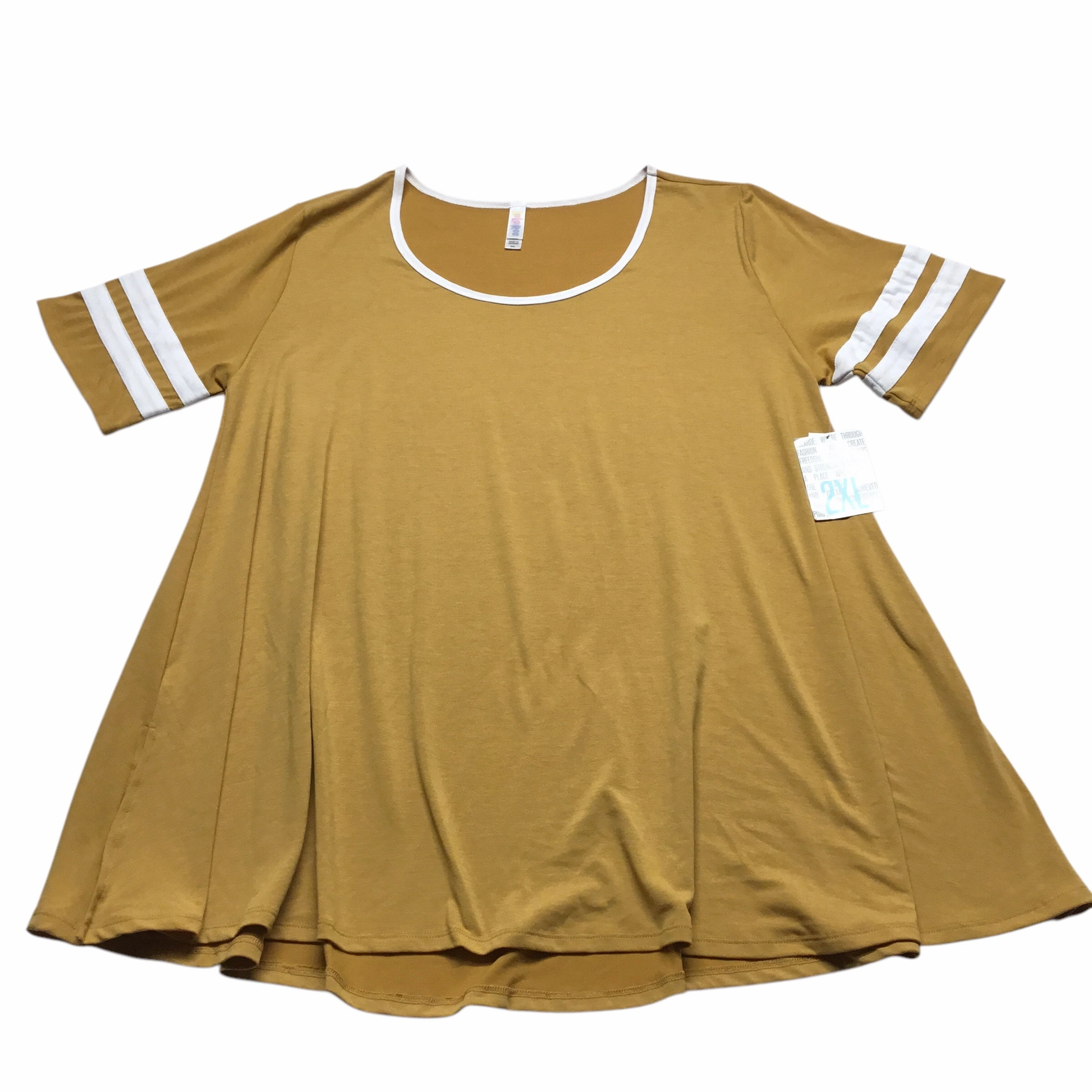 Garment Dyed Finish Top Short Sleeve By Lularoe In Yellow, Size: 2x