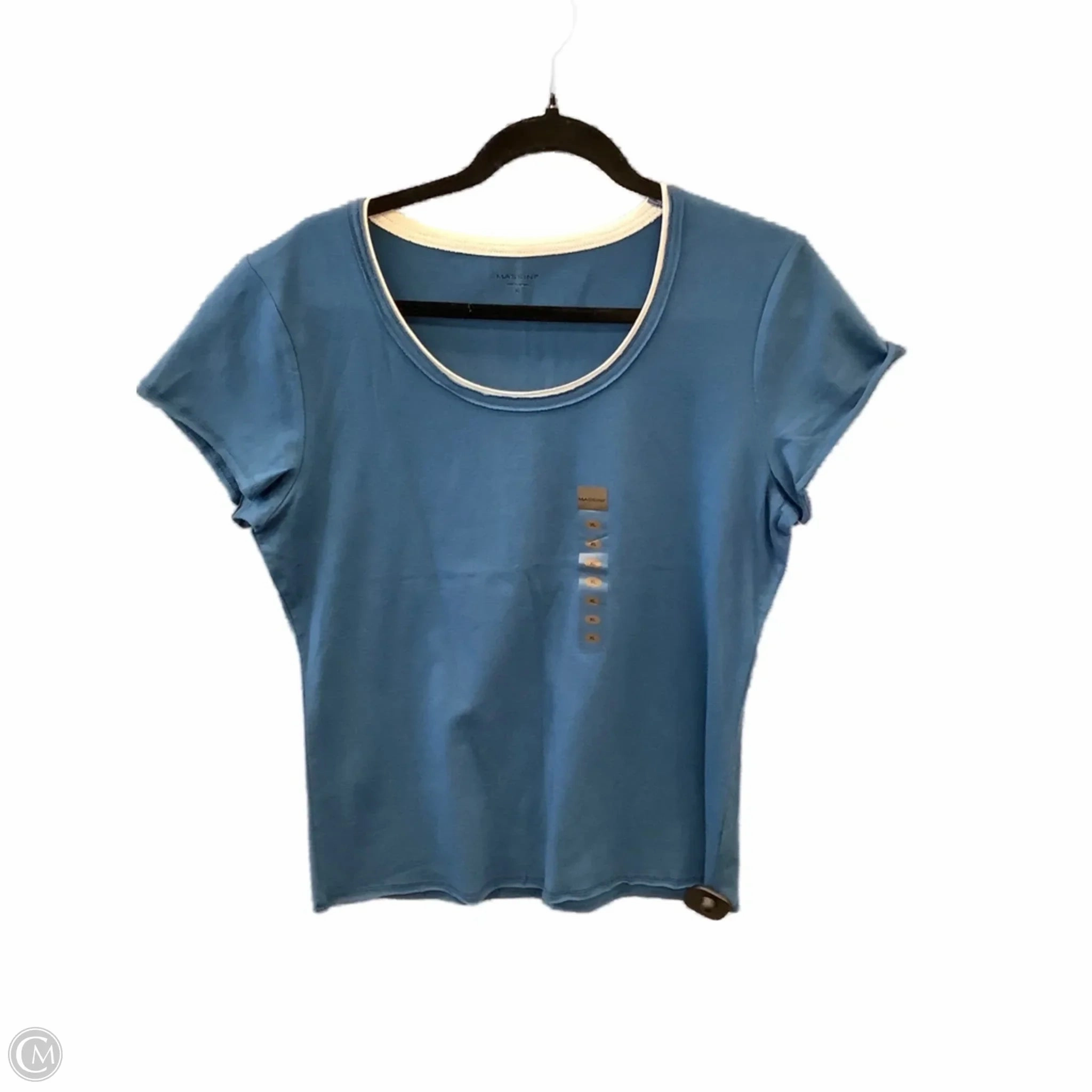 Top Short Sleeve By Massini In Blue & White, Size: Xl Relaxed Design SunProtectionFabric