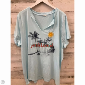 Top Short Sleeve By Maurices In Aqua, Size: 3x Garment Dyed Finish