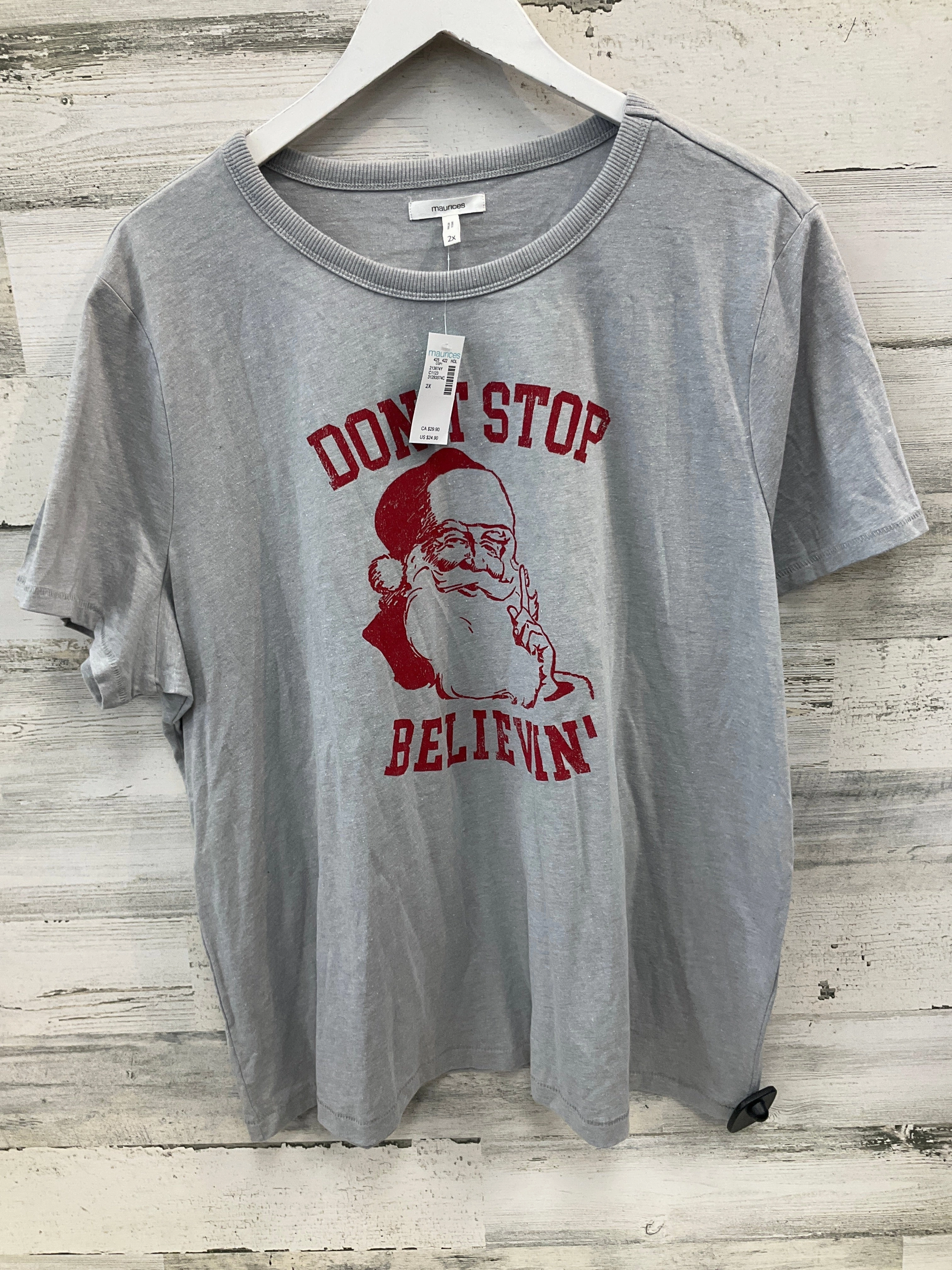 Top Short Sleeve By Maurices In Grey, Size: 2x Luxurious Flexible Comfort