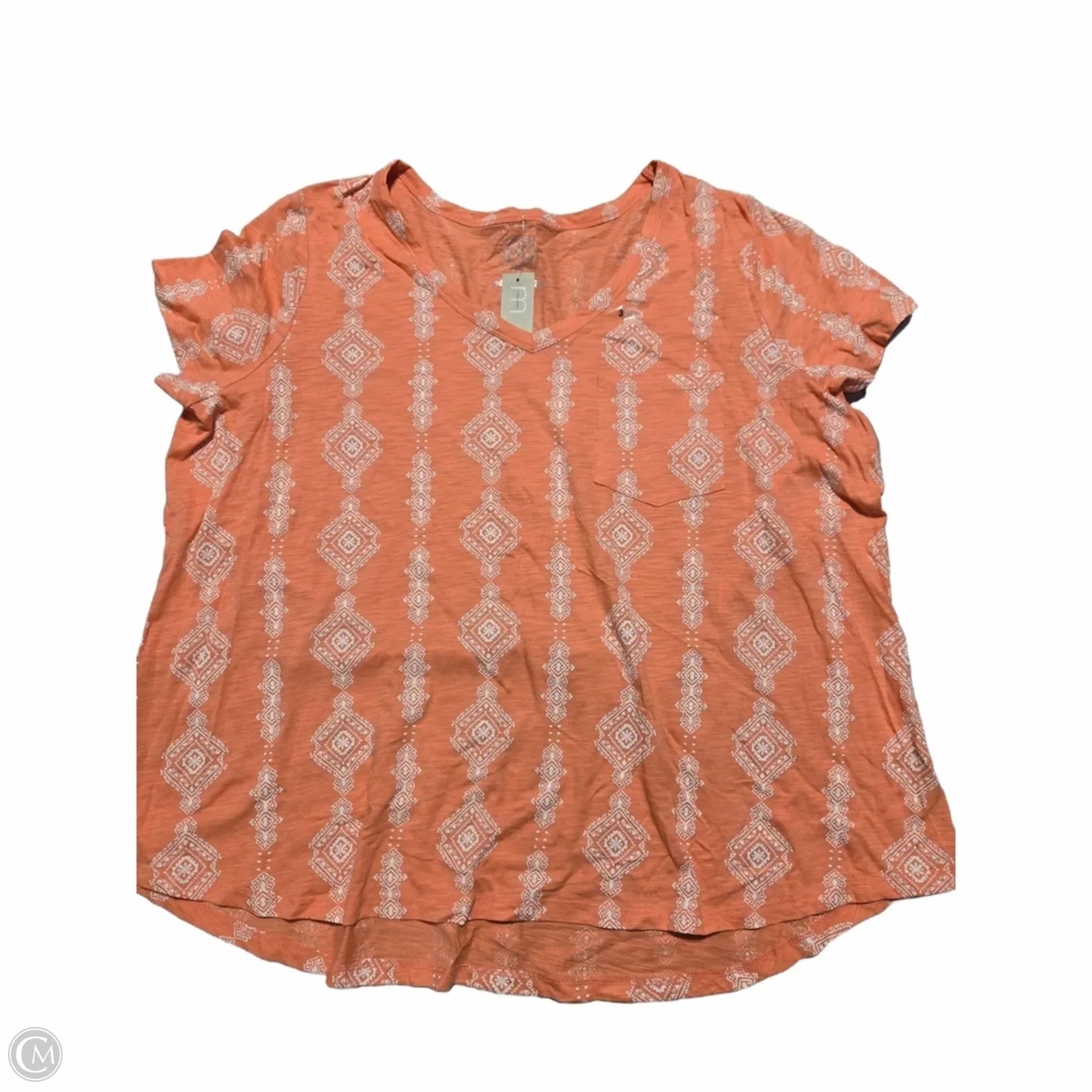 Top Short Sleeve By Maurices In Orange & White, Size: 3x Simple yet stylish