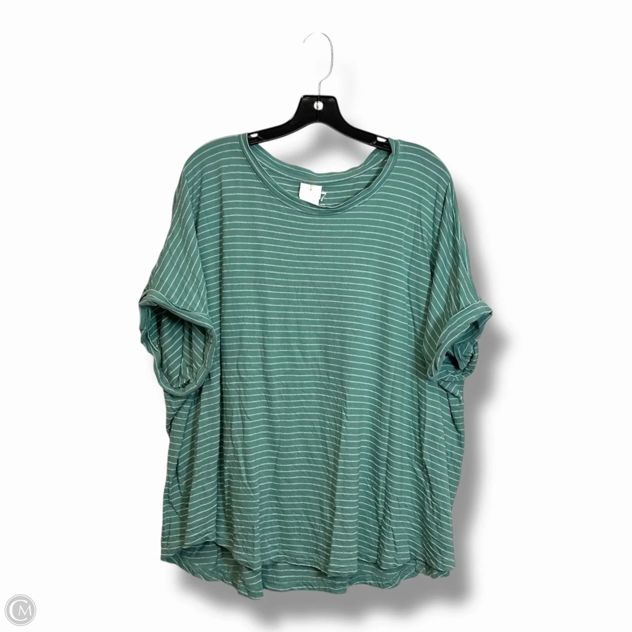 Non Iron Finish budget-friendly Top Short Sleeve By Maurices In Striped Pattern, Size: 3x