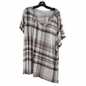 Sporty Layer Look Outdoor Adventure Top Short Sleeve By Maurices In Tan & White, Size: 2x