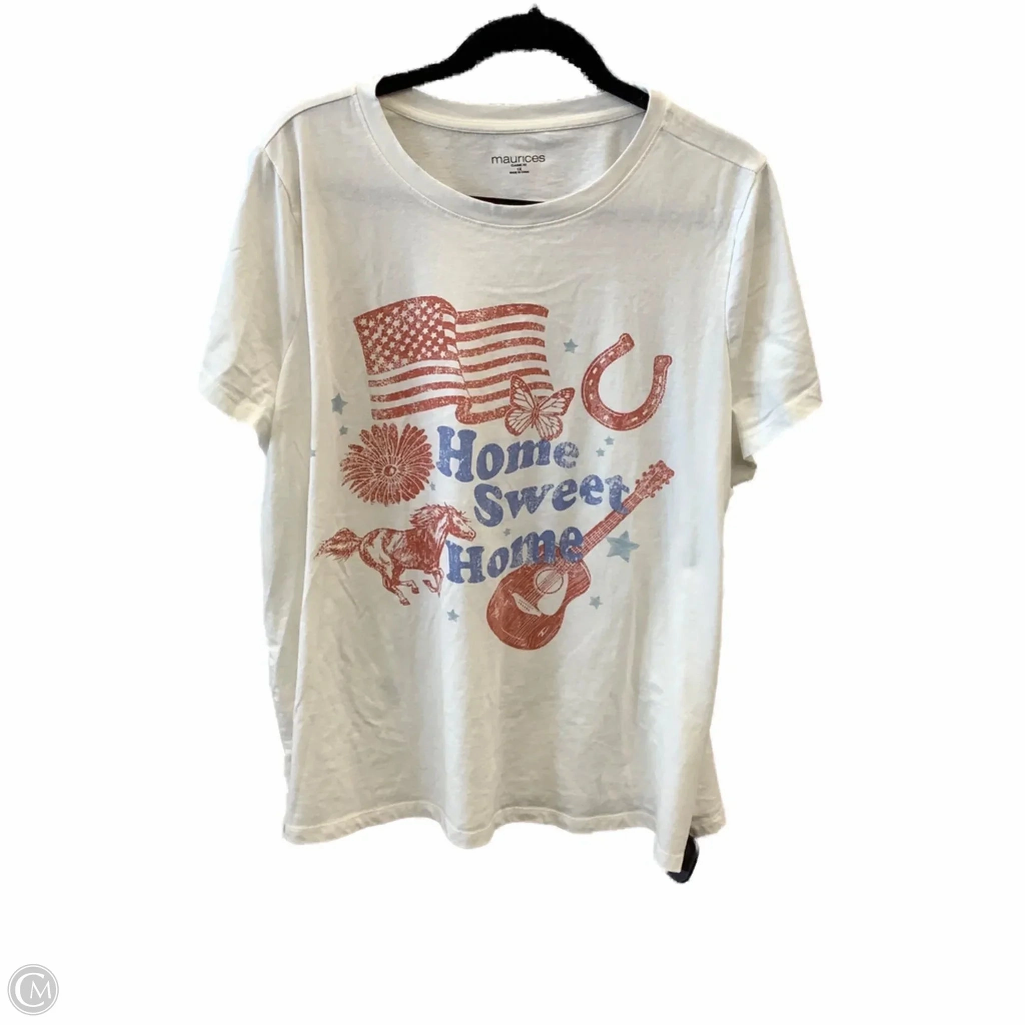 Holiday Comfort Style Top Short Sleeve By Maurices In White, Size: 1x