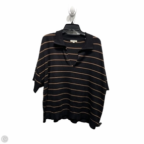 Layered Look Wear Top Short Sleeve By Max Studio In Black & Tan, Size: 2x