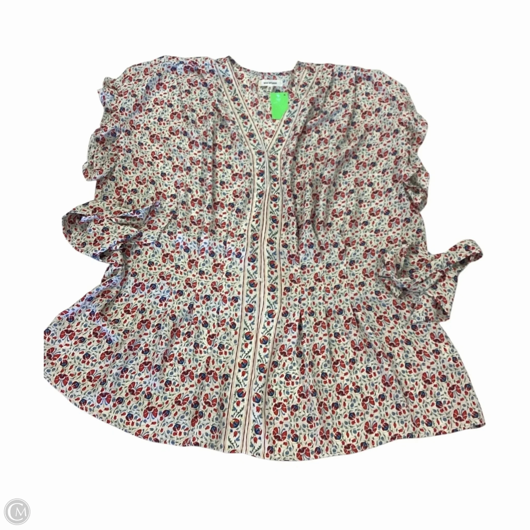 Non Irritating Collar Top Short Sleeve By Max Studio In Floral Print, Size: 3x