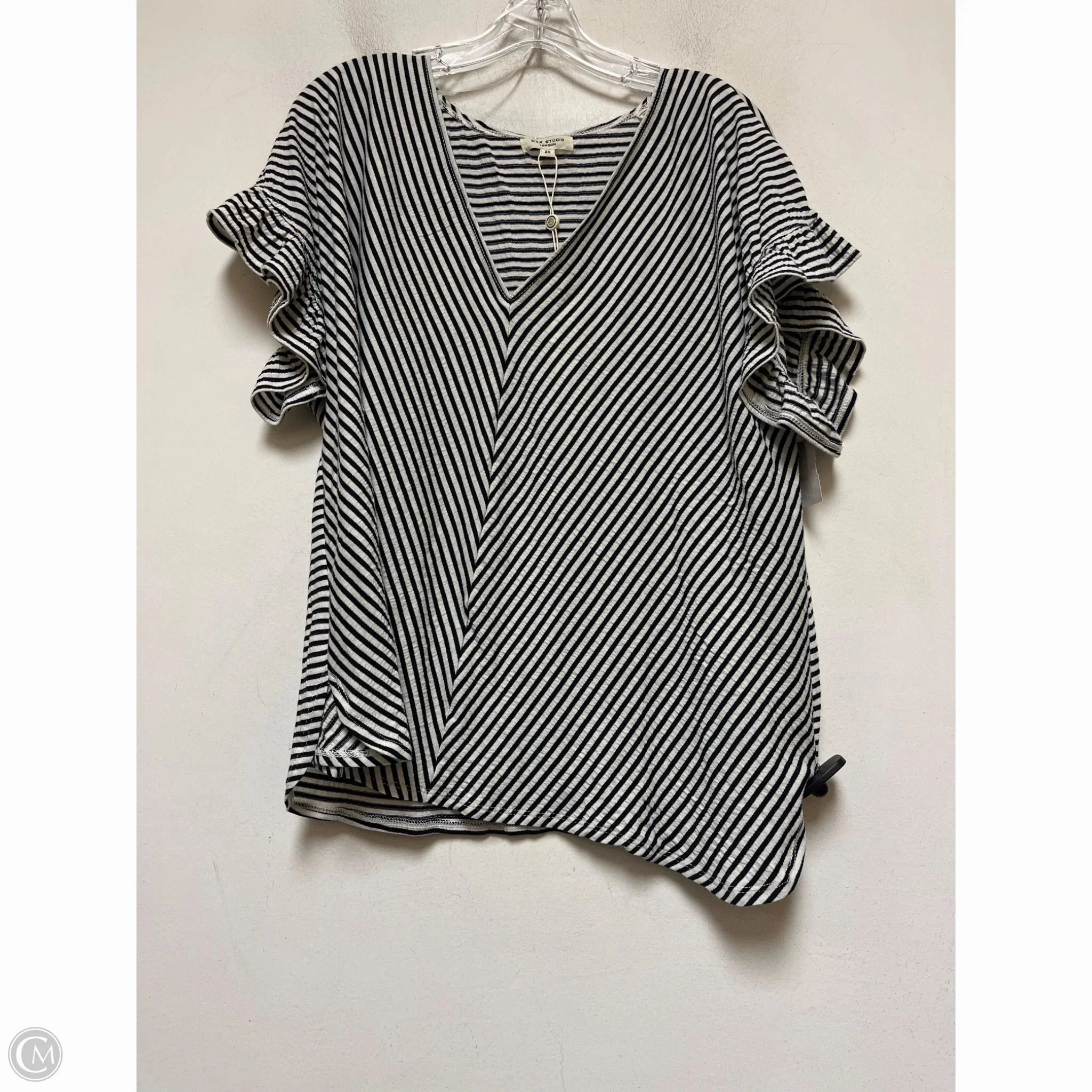 Top Short Sleeve By Max Studio In Striped Pattern, Size: 2x Adult sophistication Sustainable Fibers