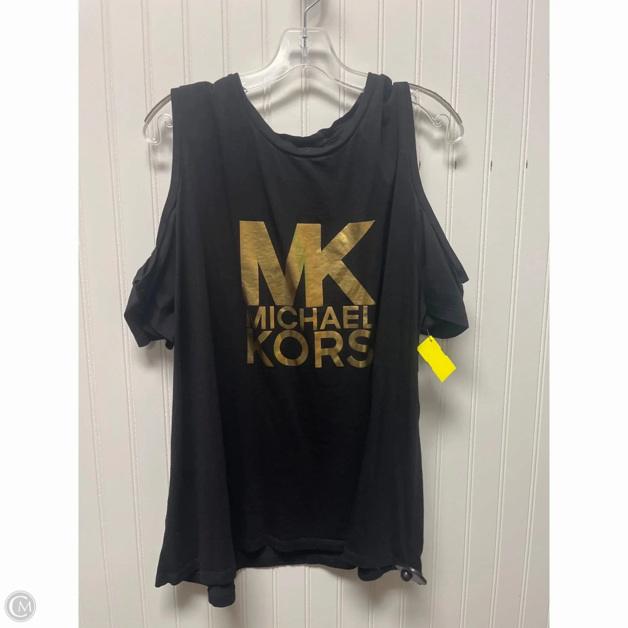 Top Short Sleeve By Michael By Michael Kors In Black & Gold, Size: 3x All Season Wear Sporty Comfort Wear