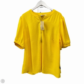 Top Short Sleeve By Michael By Michael Kors In Yellow, Size: 2x AntiPillingTreatment