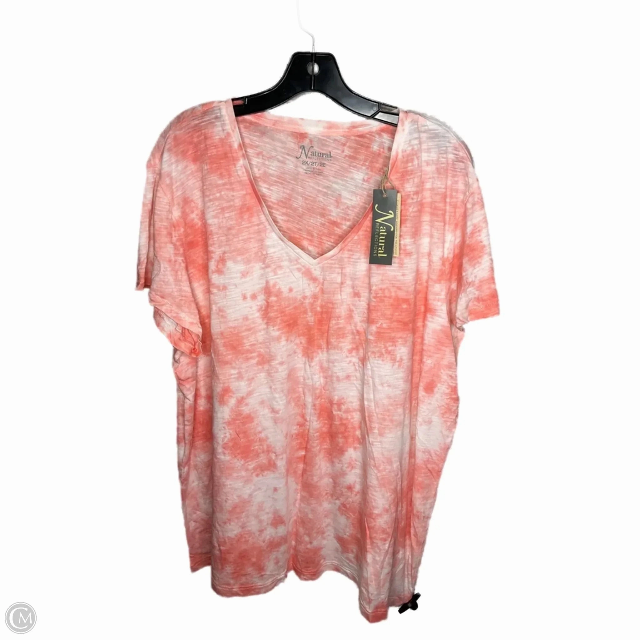 Top Short Sleeve By Natural Reflections In Pink, Size: 2x Yarn Dyed Fabric Premium Cotton Blend