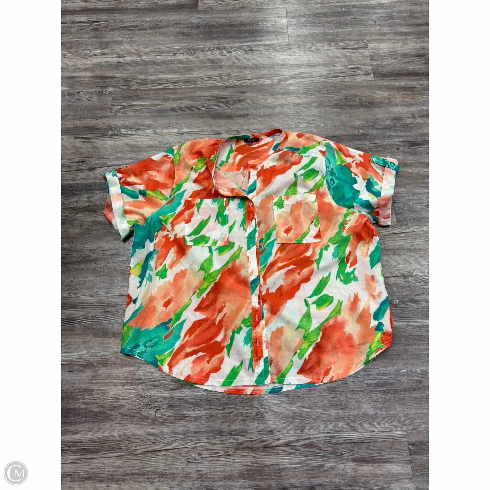 Top Short Sleeve By Not Your Daughters Jeans In Red, Size: 3x Easter Beaded details