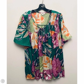 Formal Elegance Camping practicality Top Short Sleeve By Oddi In Floral Print, Size: 2x