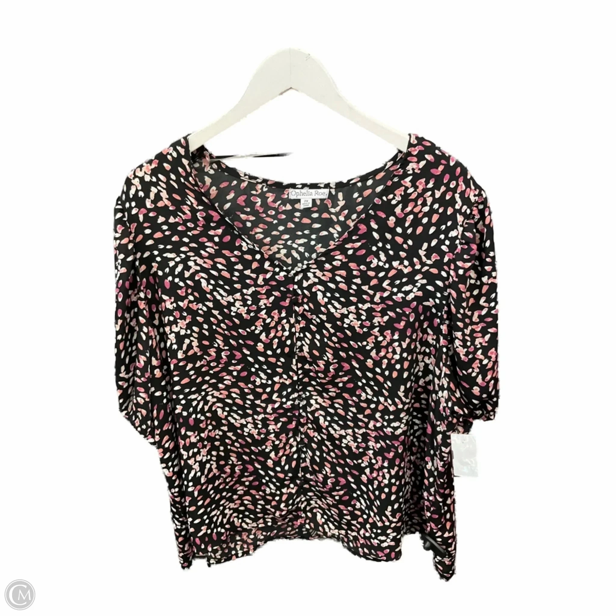Top Short Sleeve By Ophelia Roe In Black & Pink, Size: 2x Essential Fit Street Smart Look