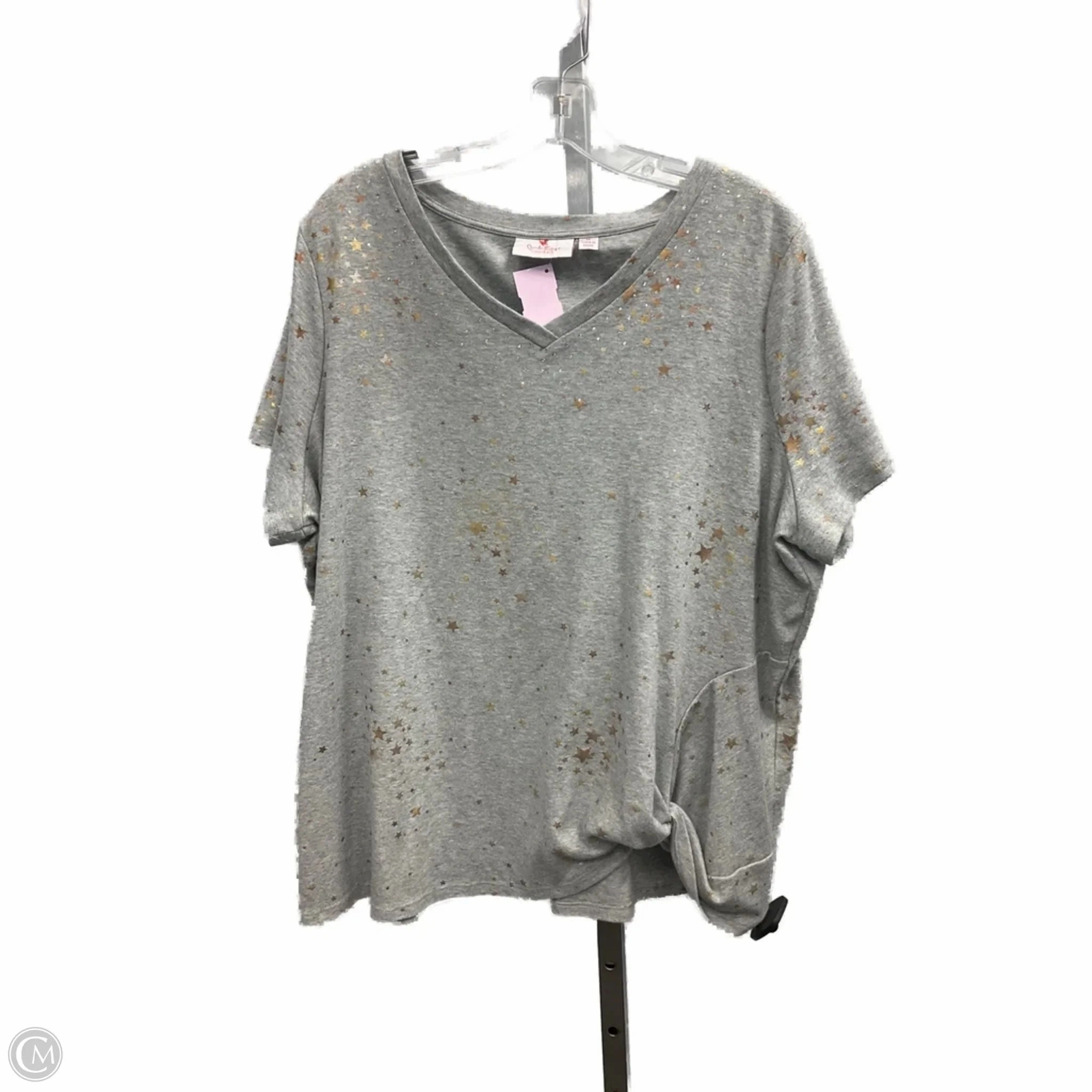 Performance Wear Fit Cozy Fit Wear Top Short Sleeve By Quaker Factory In Grey, Size: 1x