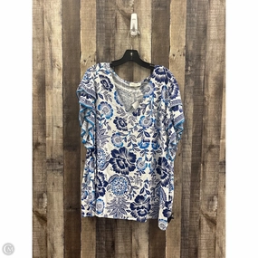 Top Short Sleeve By Rachel Zoe In Blue & White, Size: 3x Embroidered