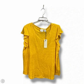 Temperature Regulating Fabric polo neck Top Short Sleeve By Rachel Zoe In Yellow, Size: 2x