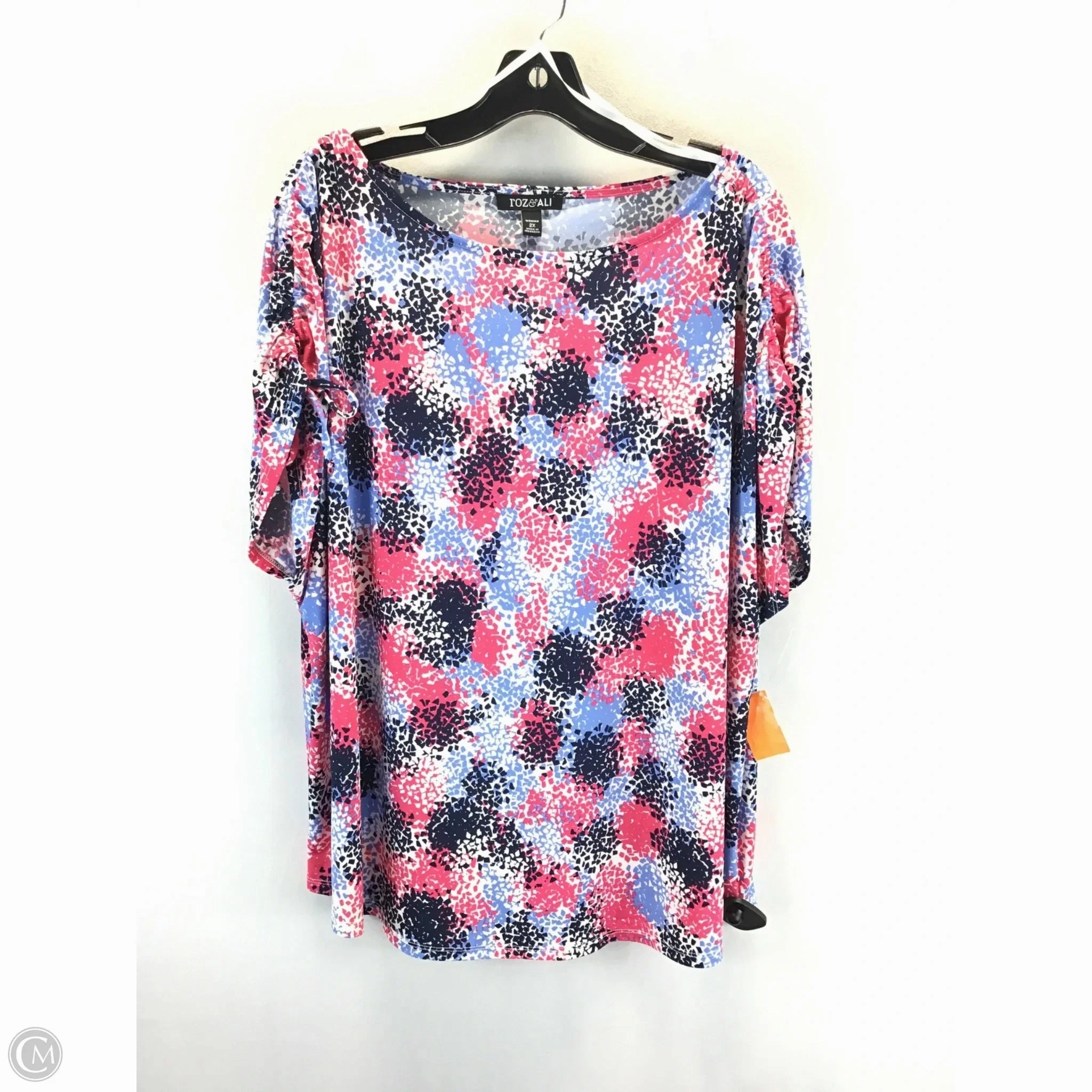 Top Short Sleeve By Roz And Ali In Mauve, Size: 2x Lightweight Comfort