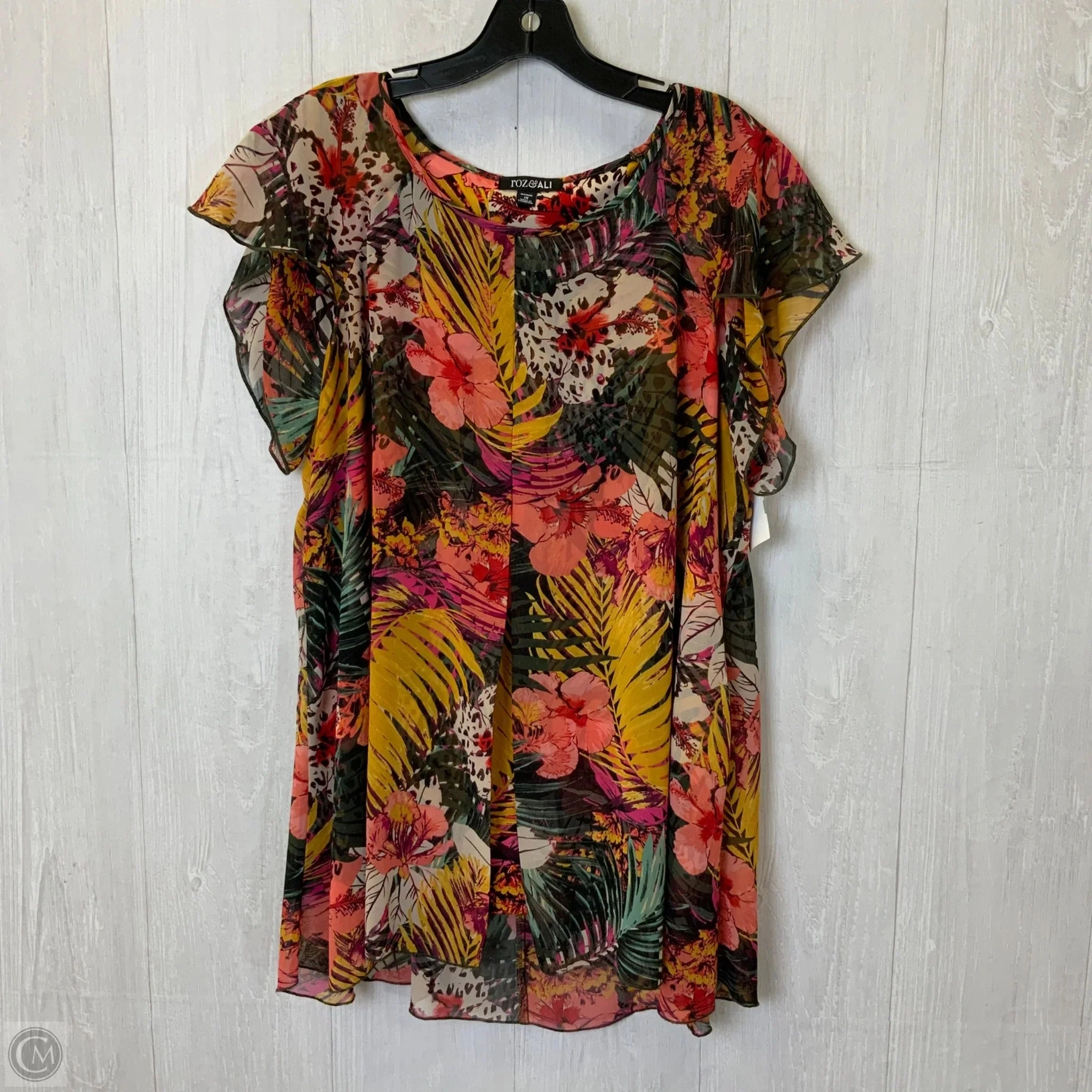 Top Short Sleeve By Roz And Ali In Multi-colored, Size: 1x Active Trend Look