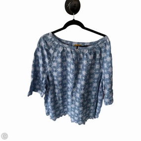 Top Short Sleeve By Ruby Rd In Blue & White, Size: 2x Comfortable Stretch Non Shrink Material