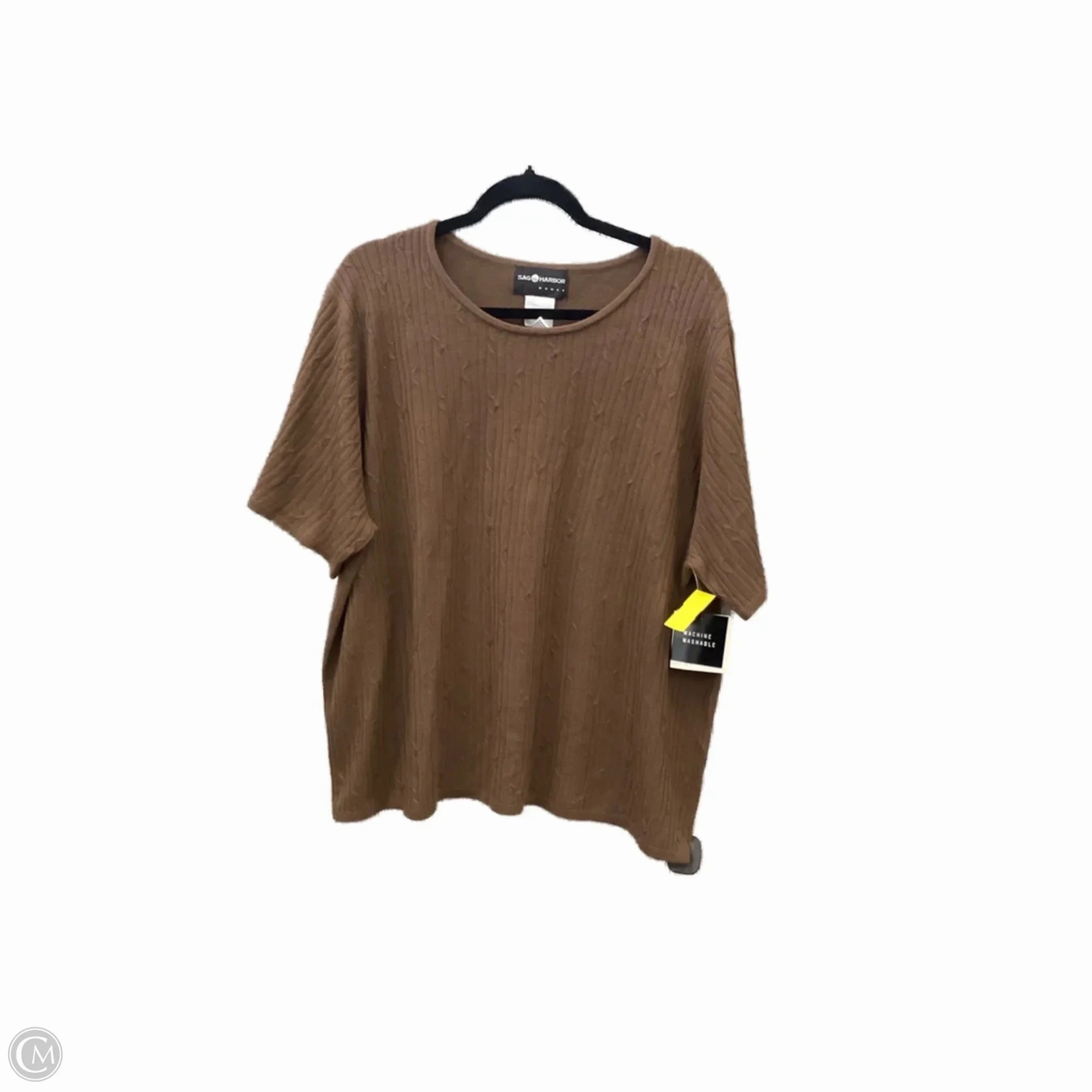 Top Short Sleeve By Sag Harbor In Brown, Size: 3x Timeless Layering