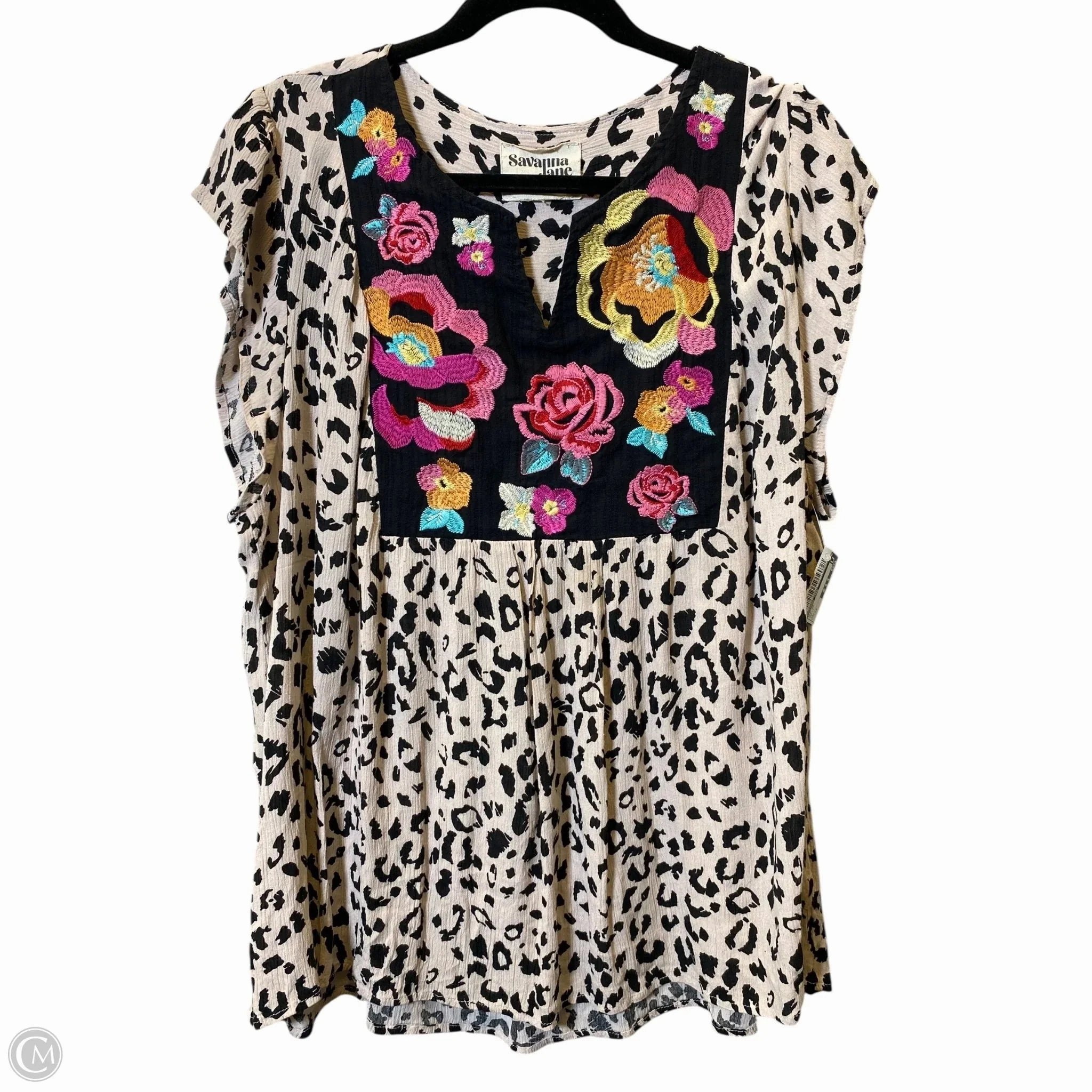 Top Short Sleeve By Savanna Jane In Multi-colored, Size: 1x thermal Slim Fit Cut