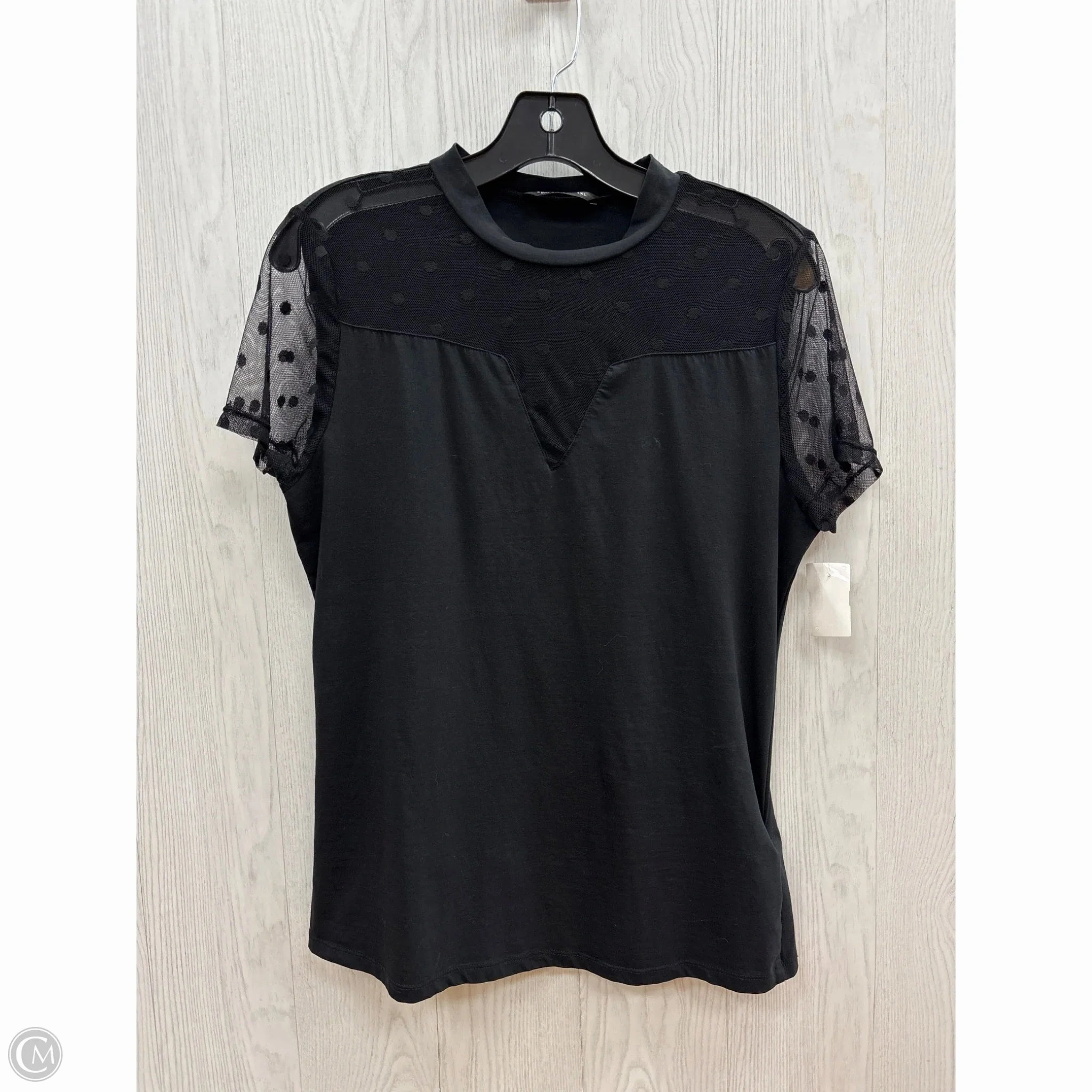 Top Short Sleeve By Shein In Black, Size: 1x Long Lasting Color All-Day Comfort Wear
