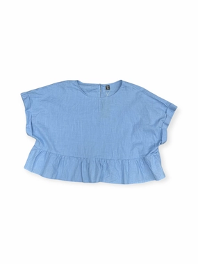 Soft and Light Casual Layering Wear Top Short Sleeve By Shein In Blue, Size: 4x
