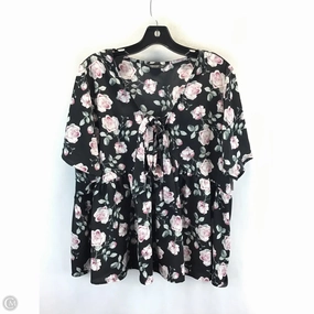 Top Short Sleeve By Shein In Floral Print, Size: 2x Sleek Look
