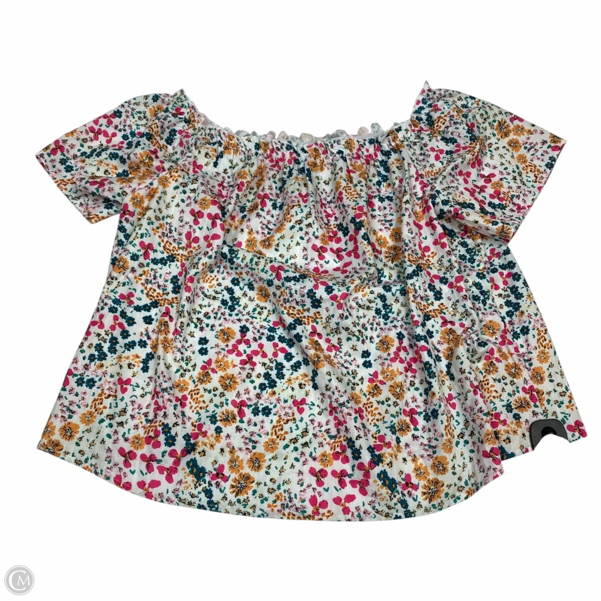 Top Short Sleeve By Shein In Green & Pink, Size: 1x Soft Touch Fit Summer Style