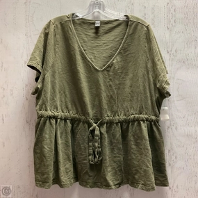 Casual Comfort Wear Top Short Sleeve By Shein In Green, Size: 4x